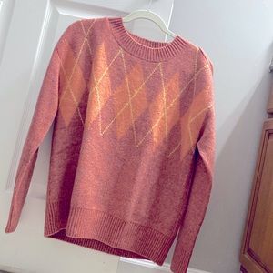 Ann Taylor loft brand argyle pink sweater
